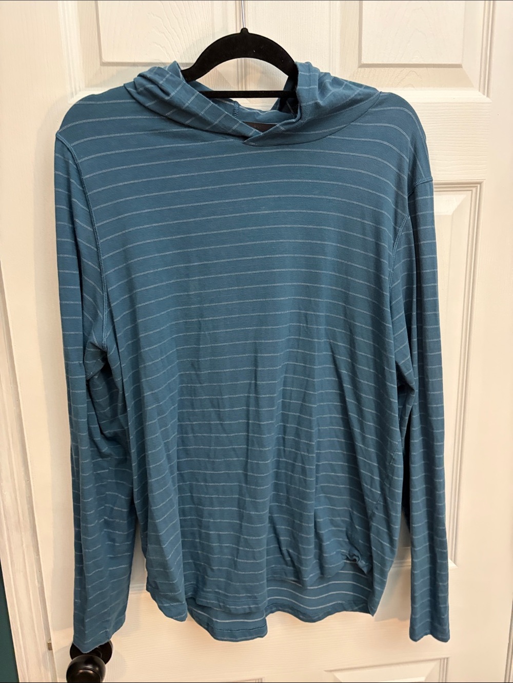 Men's Long Sleeve Hooded Tee - Blue Striped